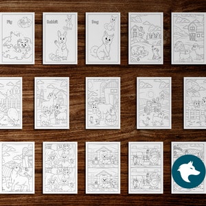 Chibi Farm Animals Printable Activity Book Pages for Kids 25 Pages of ...