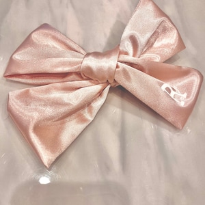 Pink satin bow, painted bow, initial bow, customised bows