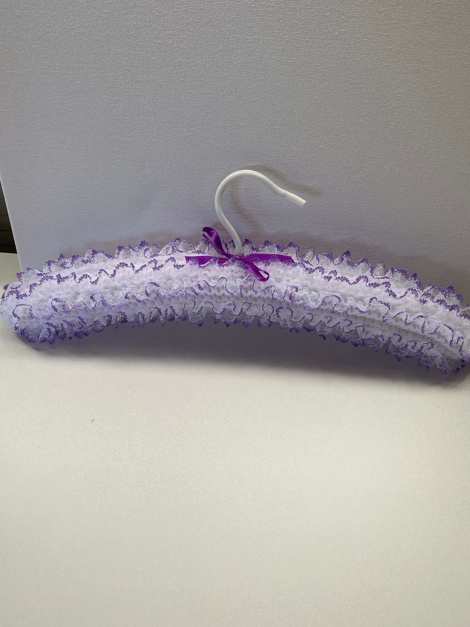 Handmade knitted lace coat hanger purple Etsy