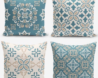 Throw pillow sets | Etsy White Teal Floral Throw Pillow Cover