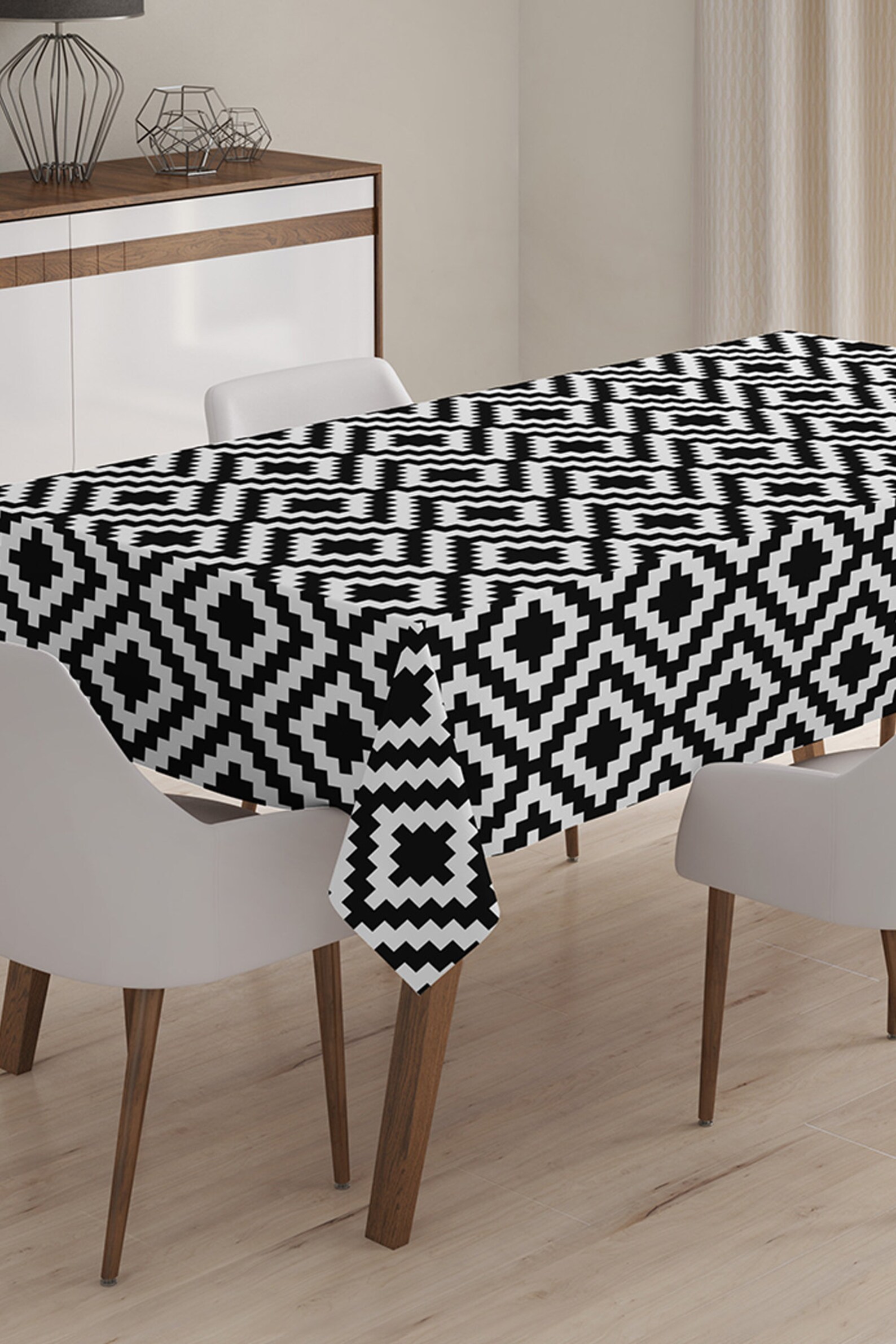 Black and White Tablecloth Geometric Rectangle Table Cover - Etsy