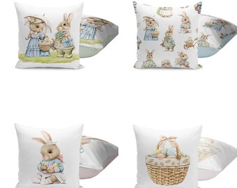 Osterhasen-Kissenbezug, Kinderzimmer-Kissenbezug, Frühlingskissenbezug, Ostereier, Geschenke für Kinderzimmer, Frühlingsaquarell