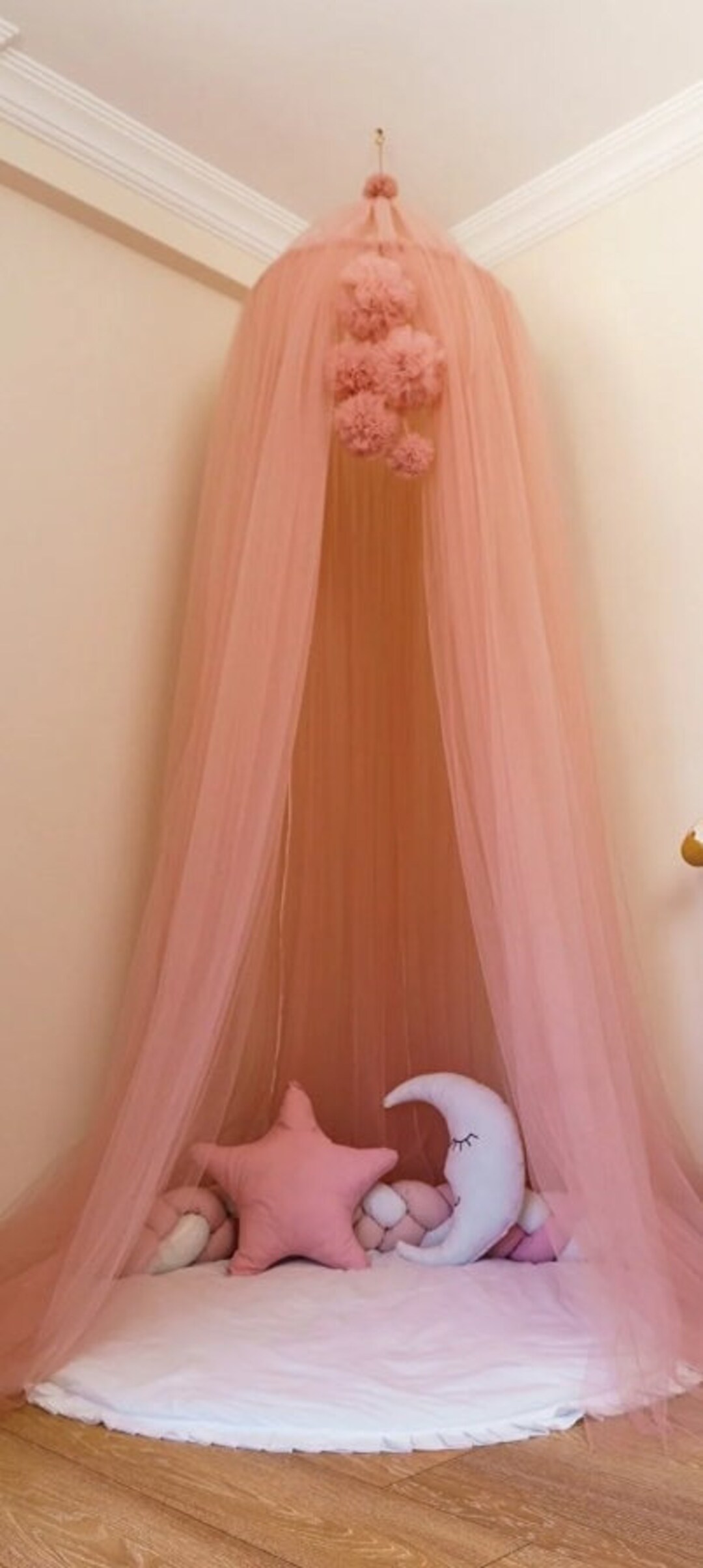 Pink Bed Canopy Girl Bed Canopy Crib Netting Reading Nook Etsy