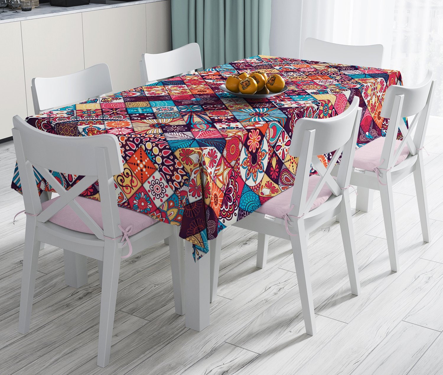 Bohemian Mandala Tablecloth Boho Retro Rectangle Table Cover 55x70 in