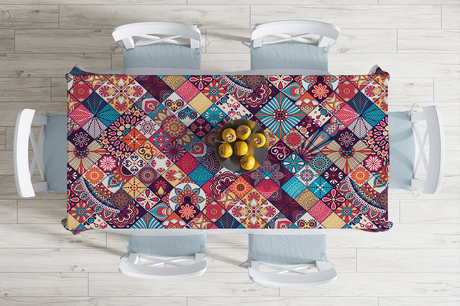 Bohemian Mandala Tablecloth Boho Retro Rectangle Table Cover 55x70 in
