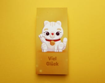 White cat bookmark, waving cat bookmark, lucky charm illustration, cat bookmark, book lover gift, positive energy