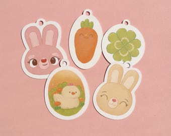 Set of 5 Easter tags, Easter labels, Easter, Easter gift tags, Easter gift labels, bunny tags