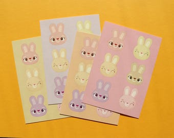 Bunny postcard, Easter greeting card, Easter postcard, cute animal card, A6 illustration with colorful backgrounds, purple, pink, yellow or orange
