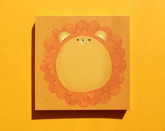 Lion notepad, cute lion, memo pad, tear-off pad, adorable notepaper, desk accessory, gift idea, animal motif