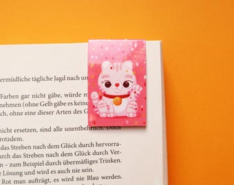 Magnetic bookmark waving cat, Maneki Neko bookmark, lucky charm cat, love & harmony symbol, cute reading aid, gift for readers