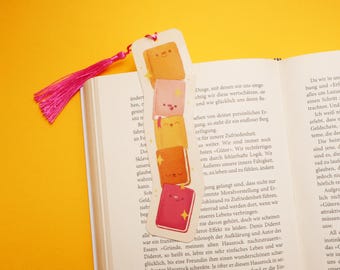 Bookmarks with faces, cute book illustrations, bookmarks with tassels, book lover gift, bookworm accessories