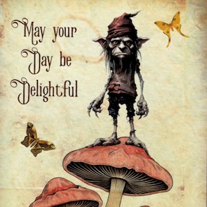 Carte Gnome | carte effrayante | carte de voeux | carte d'anniversaire | Carte alternative | carte champignon | Carte drôle | Carte effrayante | Carte champignon vénéneux