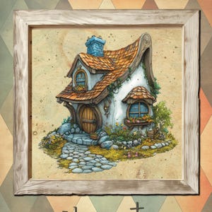 Nouvelle carte pour la maison | Carte Nouvelle Maison | Carte originale | de style vintage | maison de gnome de <br> Vous avez des idées ? de conte de fées | maison de fée | Carte de déménagement