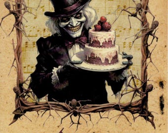 Birthday Card | Spooky Card | Greetings Card  | Cake Card | Funny Card | Zombie Card | Alternative Card | Creepy Card |  Victorian Style
