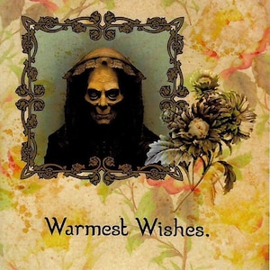 Tarjeta de abuela victoriana / Tarjeta espeluznante / Tarjeta de felicitación / Tarjeta de cumpleaños / Tarjeta de collage / Tarjeta de calavera / Tarjeta gótica / Tarjeta espeluznante /