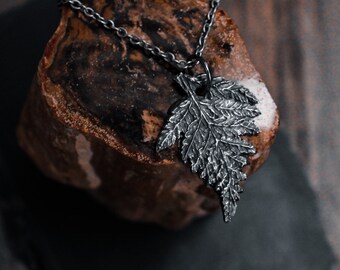 Silver PNW Fern Leaf Pendant  (with iron chain) Nature necklace, Forest necklace, Plant pendant