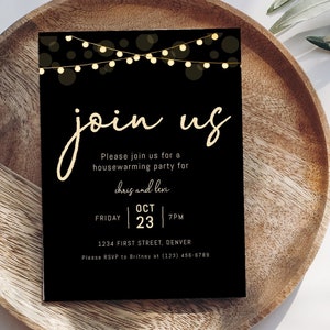 Black Lights Party Invitation Template: Engagement, Retirement (Instant Download)
