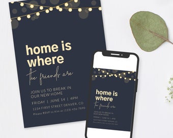 String Lights Housewarming Invitation Template (Digital Download)