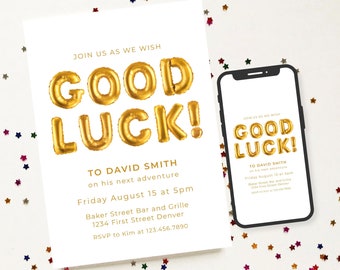 Good Luck Balloons Invitation Template: Retirement, Farewell (Digital Download)