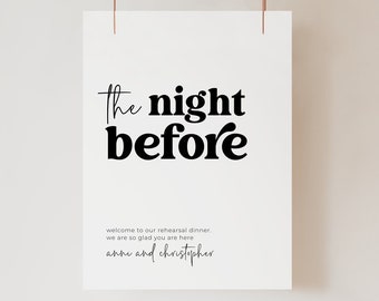 Wedding Rehearsal Dinner The Night Before 18x24 Poster/Sign Template - Instant Edit and Download