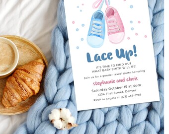 Sneaker Gender Reveal Invitation: Pink & Blue Shoes (Digital Download)