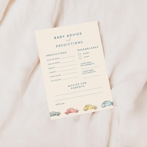 Conseils et prédictions pour baby shower avec cartes vintage, modifiables - modification et téléchargement immédiats