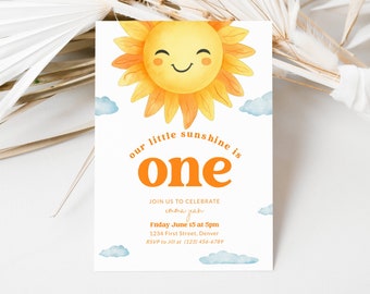 Plantilla de invitación para fiesta de cumpleaños con temática de sol: para cualquier edad (descarga instantánea)
