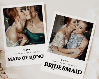 Bridesmaid Thank You Card: Editable Photo Template (Digital Download)