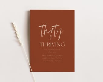 Thirty and Thriving 30th Birthday Party Invitation Template - Instant Edit and Download