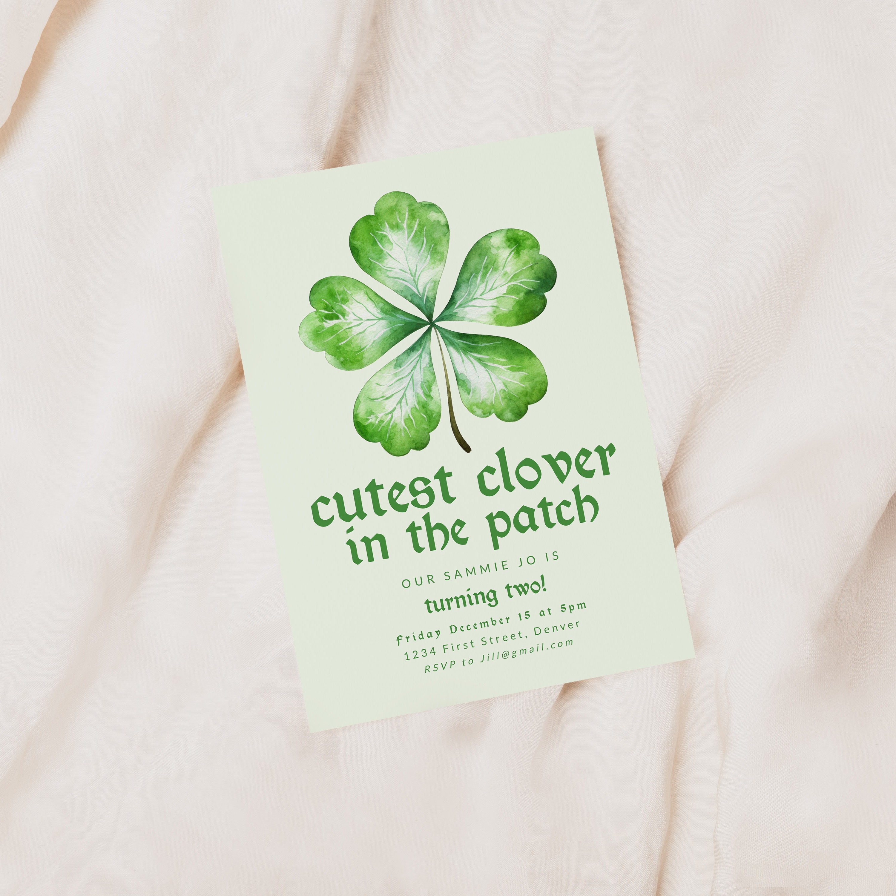 Invitación de cumpleaños con trébol: temática del Día de San Patricio  (descarga digital) - Etsy México, image size:3000x3000