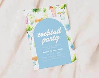 Summer Cocktail Party Invitation: Tropical Housewarming Template (Instant Download)