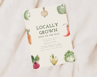 Locally Grown Farmers Market Baby Shower Invitation Template - Instant Edit and Download