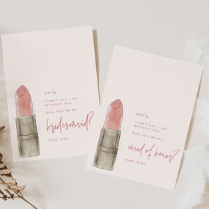 I Can't Say I Do Ohne You, Will You Be My Bridesmaid, Trauzeugin mit rosa Lippenstift, druckbare Karte - Instant Edit und Download