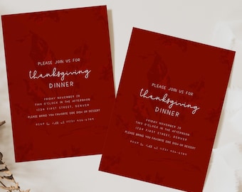 Convite moderno para o jantar de Ação de Graças com amigos - Edição e download instantâneos