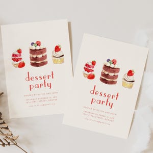 Modello di invito per festa di dessert con dolciumi - Tutte le occasioni - Fidanzamento, prova, inaugurazione della casa - Modifica e download immediati