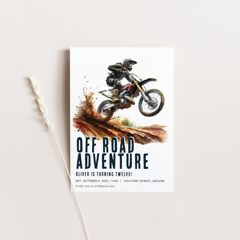 Off Road Adventure Motocross/Motorcycle Theme Birthday Party Invitation Template Any Age Instant Edit and Download image 1
