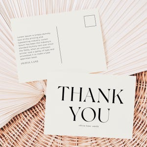 Modern Simple Custom Thank You Post Card with Name and Message - Instant Edit and Download