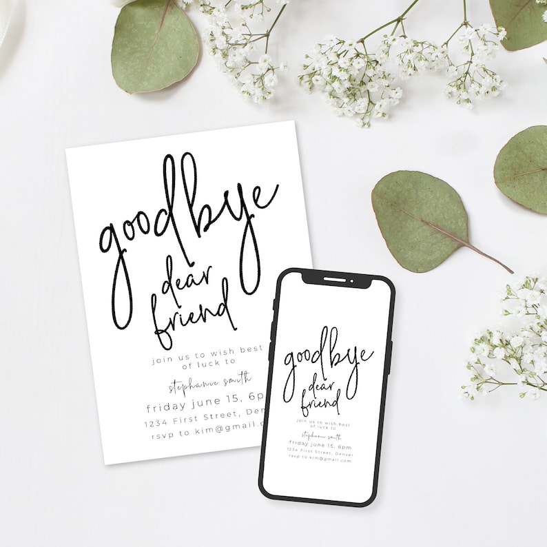 Farewell Invitation Template: Simple Modern Goodbye (digital Download ...