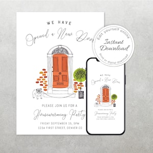 We Have Opened a New Door! Editable and Customizable Housewarming Invitation Template - Edit directly in browser - Print or text/email