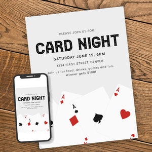 Uitnodigingssjabloon voor game-avond/kaartavond met kaartspel - Verjaardag/Housewarming Party