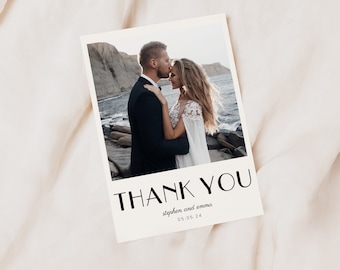 Modern Wedding Thank You Card: Photo Template (Instant Download)