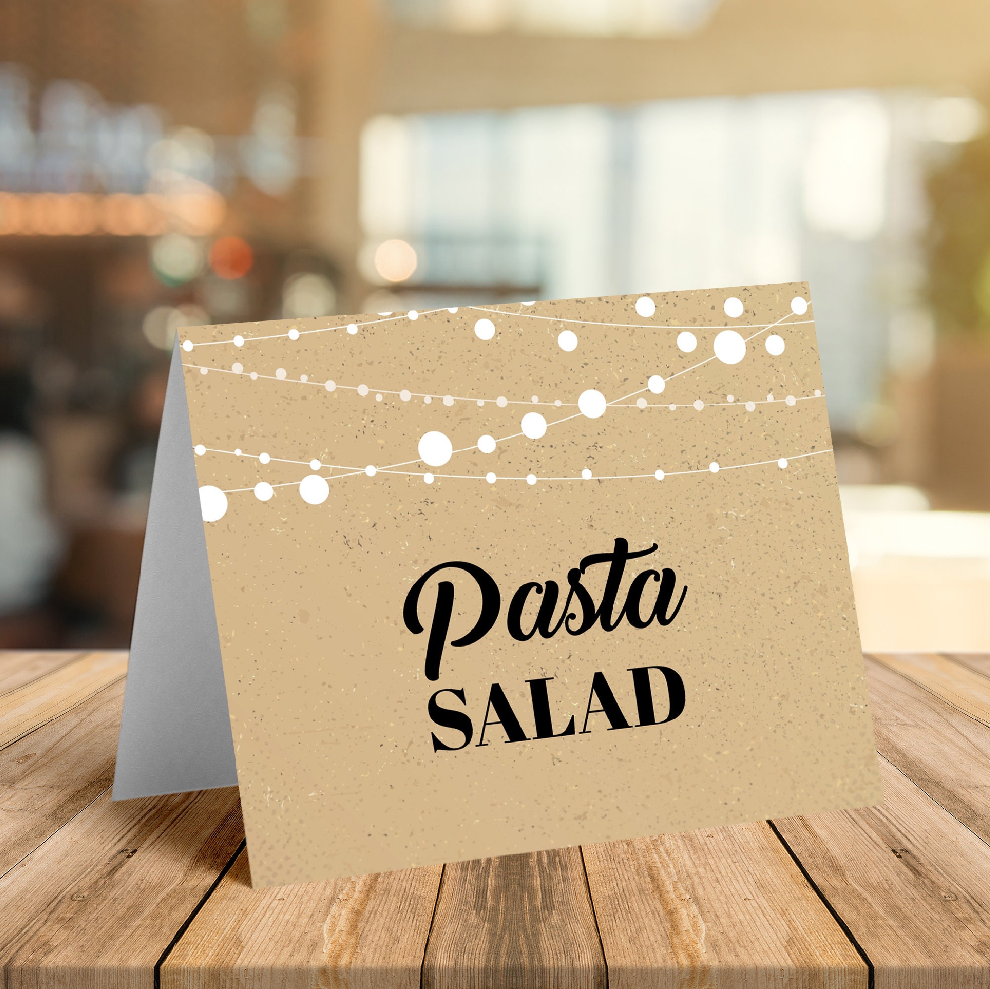 Table Tent Food and Drink Label Template Brown Paper Texture Etsy