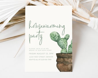 Zaproszenie na przyjęcie parapetówkowe w stylu Southwest Cactus Modern Cowboy — natychmiastowa edycja i pobieranie