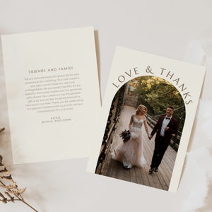 Carte de mariage simple et moderne avec message, carte de remerciement, cadeau de remerciement - Modification et téléchargement instantanés
