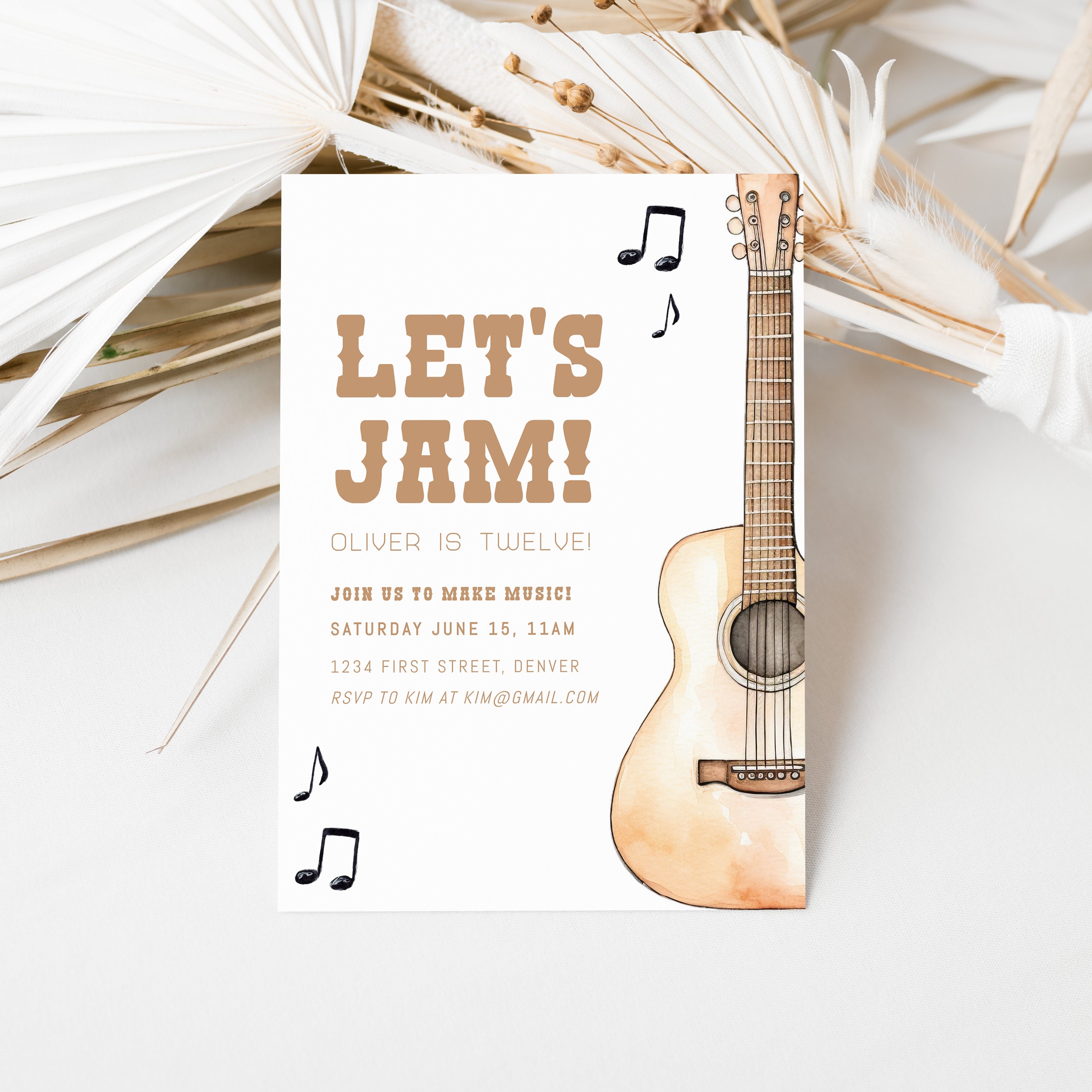 Western Let's Jam - Watercolor Music/guitar Theme Birthday Party