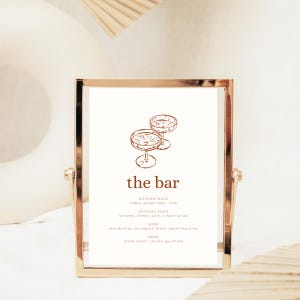 Simple Themed Wedding Party Drinks Bar Menu with Champagne Glasses - Instant Edit and Download