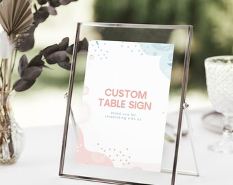 Plantilla de letrero personalizado para mesa de fiesta: rosa y azul (descarga digital)