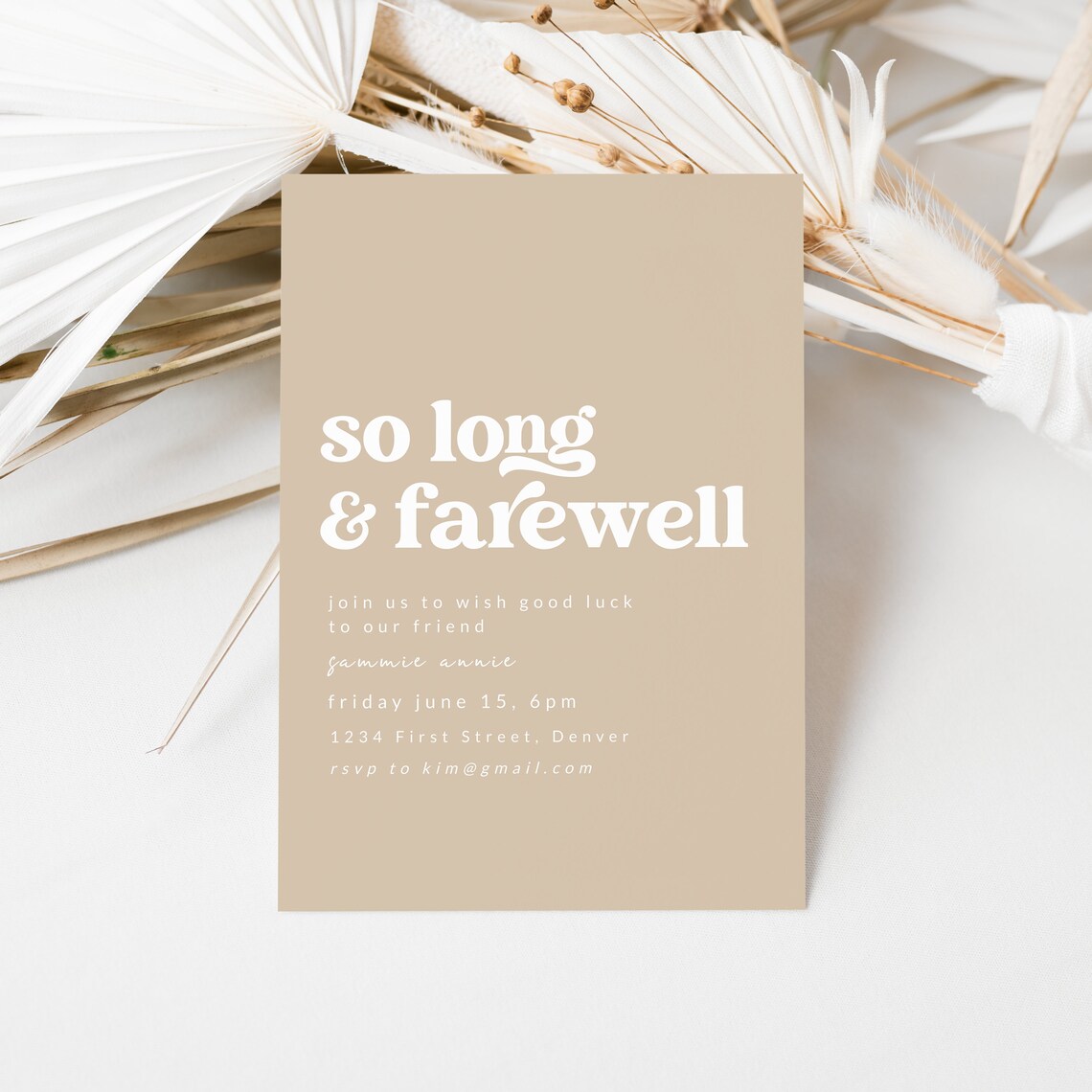 Beige Farewell Party Invitation Template: Elegant, Simple (digital ...