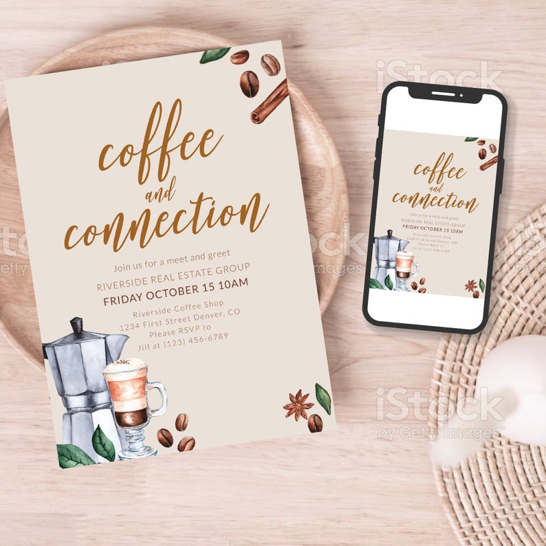 Coffee and Connection Brunch, Meeting, Meet and Green Invitation ...