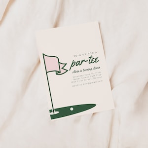 Join Us to Par-Tee Birthday Party Invitation Template Pink Golf Theme - Instant Edit and Download